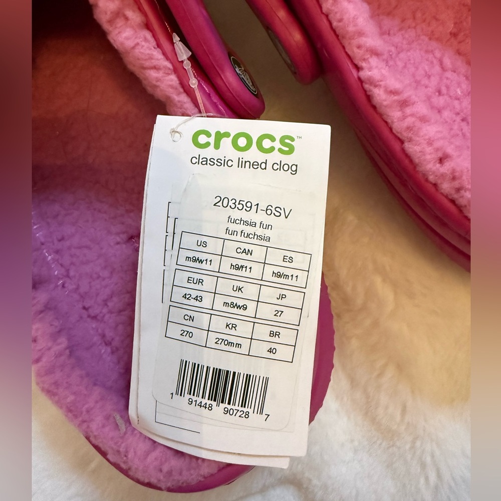 CROCS Women’s Hot Pink Slippers with Lining - Picture 3 of 4